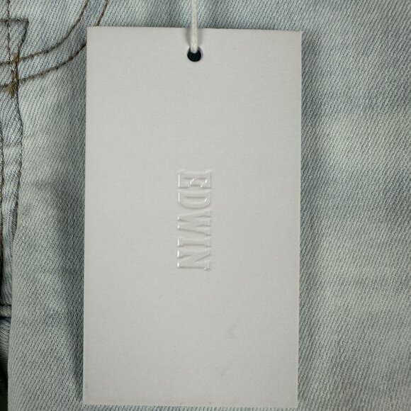 Edwin Bree Crop Slim Straight Jeans Outcast 24 Light Wash Denim Womens Fitted - Picture 2 of 9